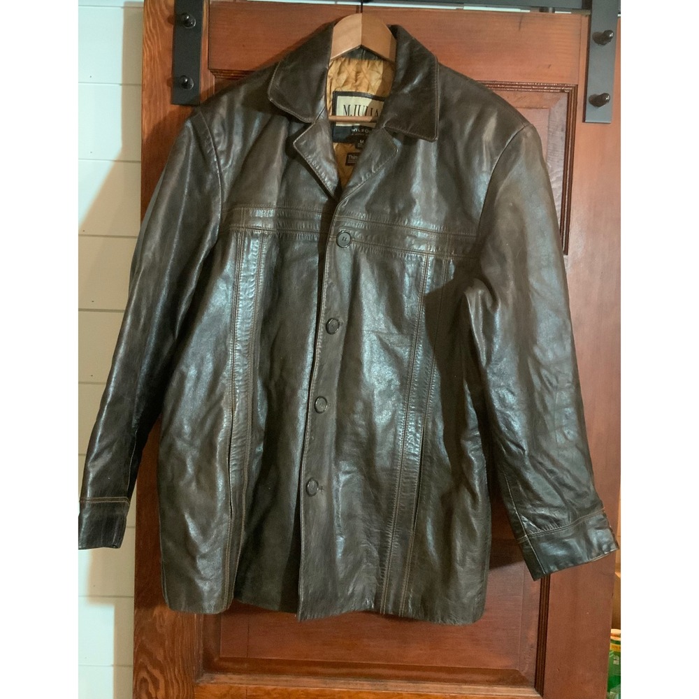M Julian Wilsons Leather Jacket Mens Medium Brown Thinsulate Vintage Car Coat